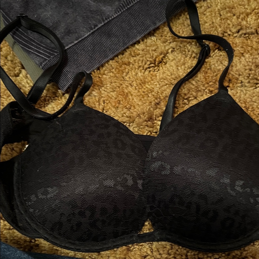 PINK Victoria's Secret Black Animal Print Bra